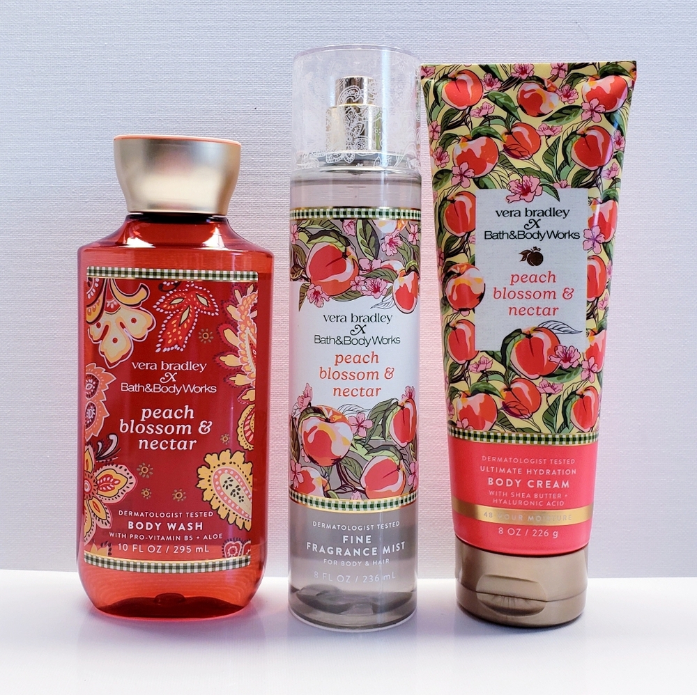 Bath & Body Works PEACH BLOSSOM & NECTAR Body Cream, Body Wash, Fragrance Mist